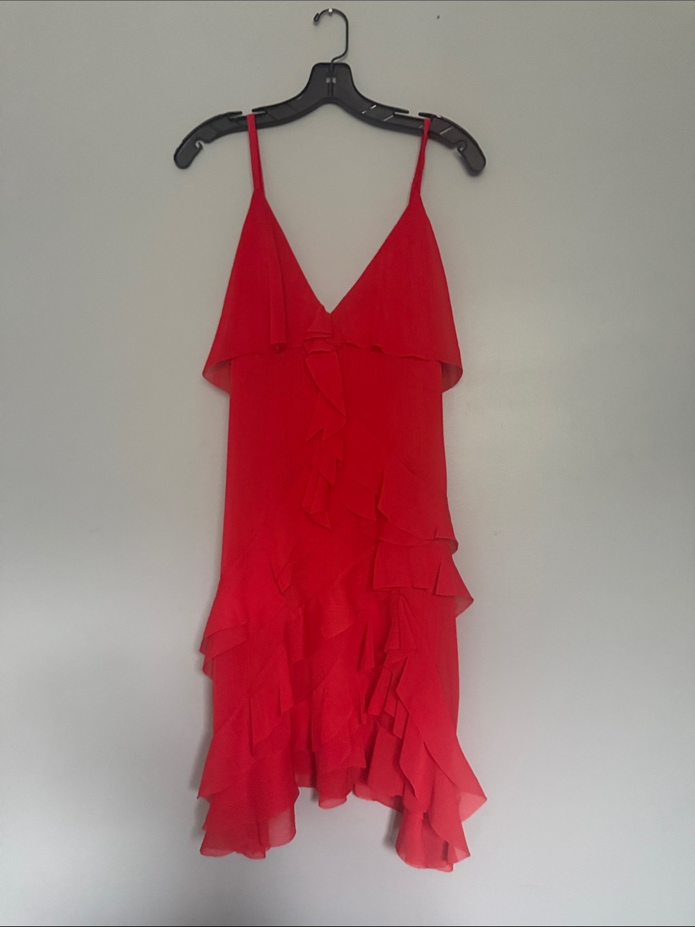 Alice + Olivia Red Ruffle Slip Mini Dress